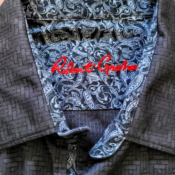 Robert Graham Men's Casual Dress Shirt Long Sleeve Button-Up Black Medium - Picture 2 of 6